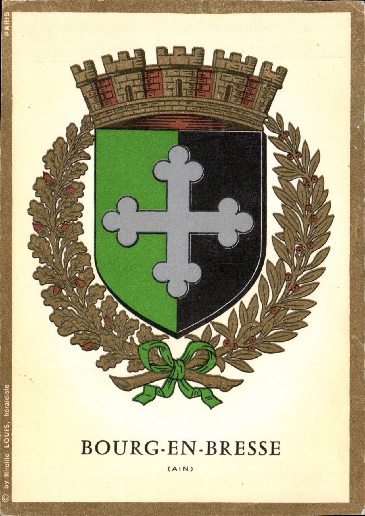 Bourg-en-Bresse — blason et armoiries — éditeur Mireille Louis, Paris