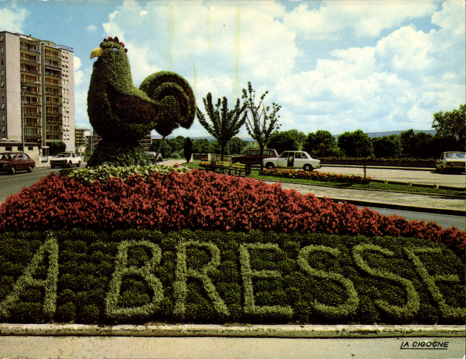 CPA Bourg En Bresse Ain Ville Fleurie Art Floral le Coq de Bresse 