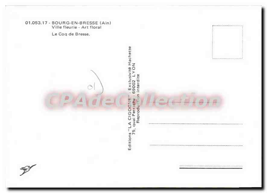 CPA Bourg En Bresse Ain Ville Fleurie Art Floral le Coq de Bresse  — Rückseite
