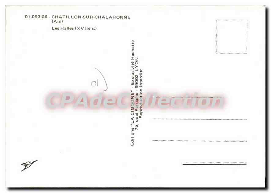 CPA Chatillon sur Chalaronne Ain les Halles XVII S  — Rückseite