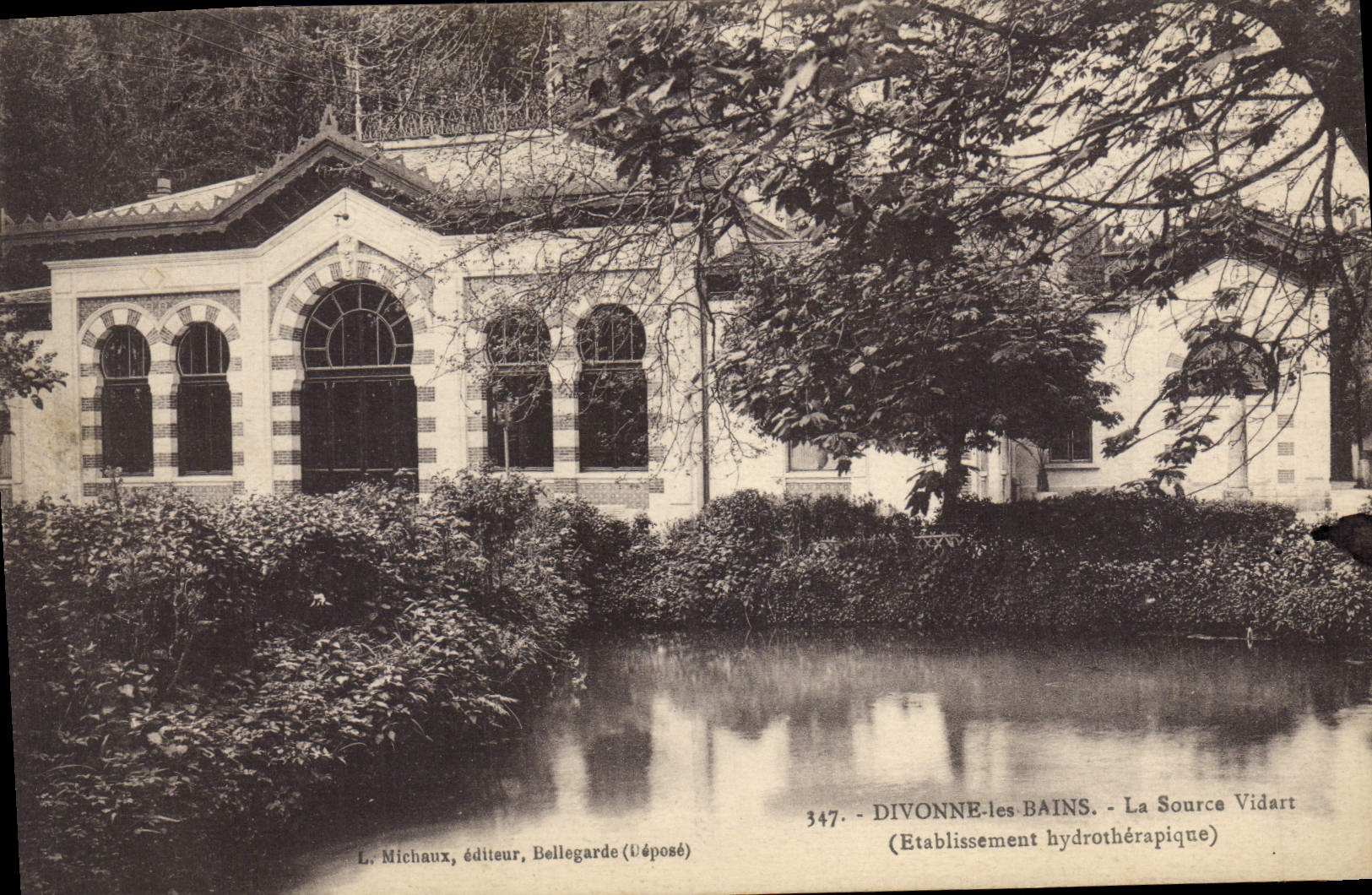 Divonne-les-Bains — La Source Vidart — Établissement hydrothérapique — L. Michaux, éditeur, Bellegarde (Déposéé)