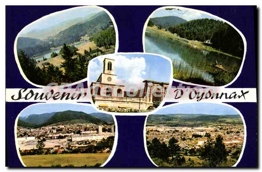 CPA Oyonnax Ain le Lac Genin et vue generale au Centre l'eglise et la Porte Monumentale 