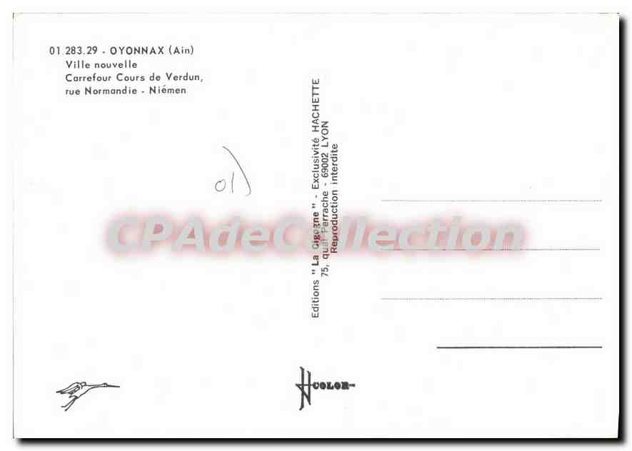 La Cigogne — Oyonnax (Ain) — Editions 'La Cigogne' n° 01.283.29 — Reverso