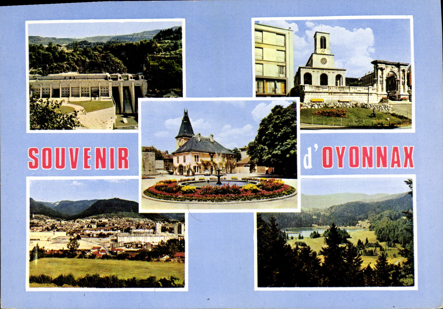 CPA Souvenir d'Oyonnax Barrage de Vouglans vue generale le Parc l'Eglise le Lac Genin 