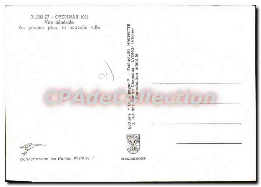 CPA Oyonnax vue generale au premier plan la nouvelle ville  — Rückseite