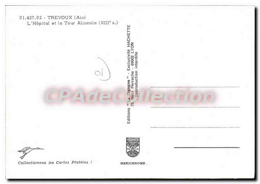 CPA Trevoux Ain l'Hopital et la Tour Alincola XIII S  — Rückseite