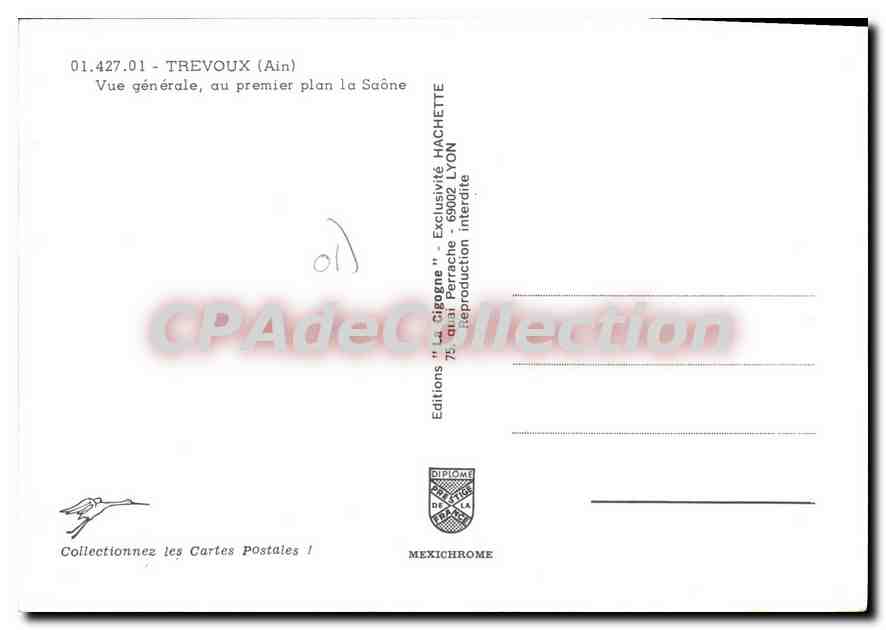CPA Trevoux vue generale au premier Plan la Saone  — Rückseite