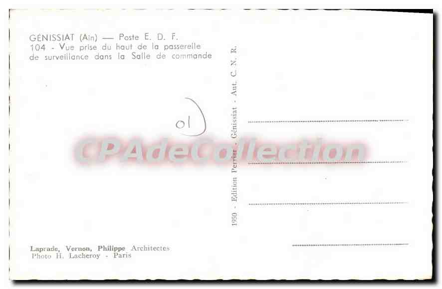 CPA Genissiat Ain Poste EDF vue prise du Haut de la passerelle de surveillance dans la Salle de coma — Rückseite