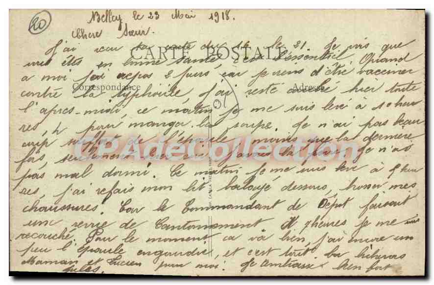 CPA L'Ain Illustre Belley Ancien Eveche actuellement Caserne  — Rückseite