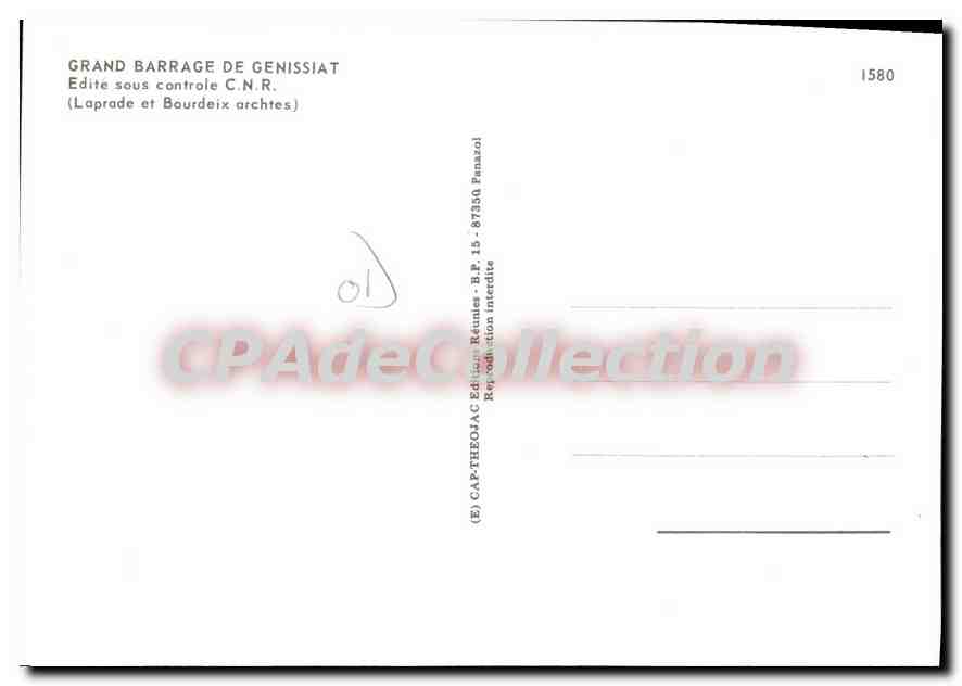 Barrage de Génissiat — caractéristiques techniques — Édition Rétines — Achterkant