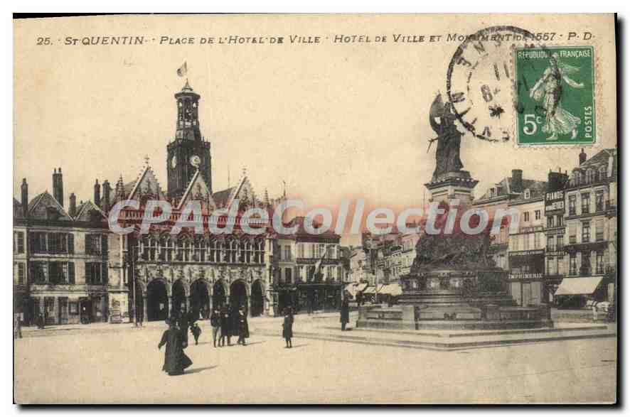 Saint-Quentin - Place de l'Hôtel de Ville - Hôtel de Ville et Monument 1857 - P.D.