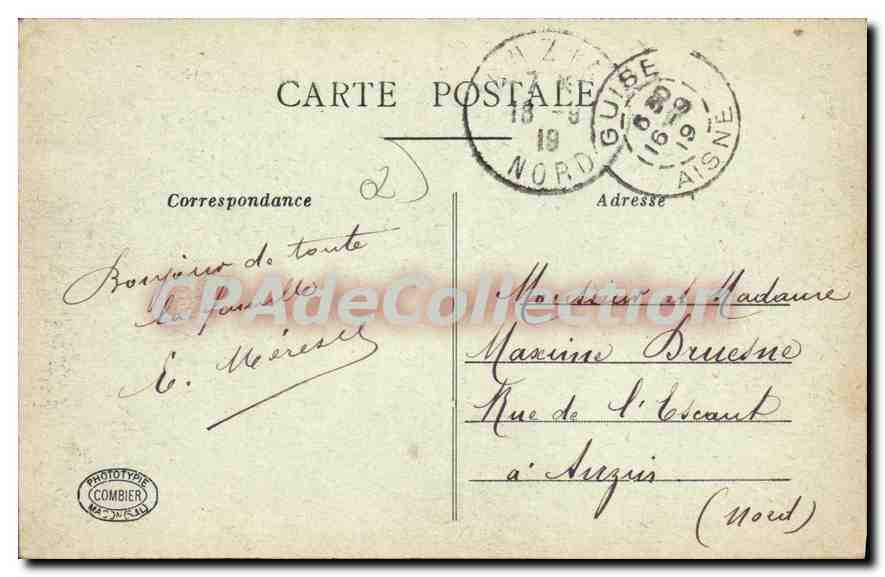 CPA Guise Aisne en 1919 vue panoramique prise du Fort a droite Pont detruit par les Allemands avant  — Rückseite