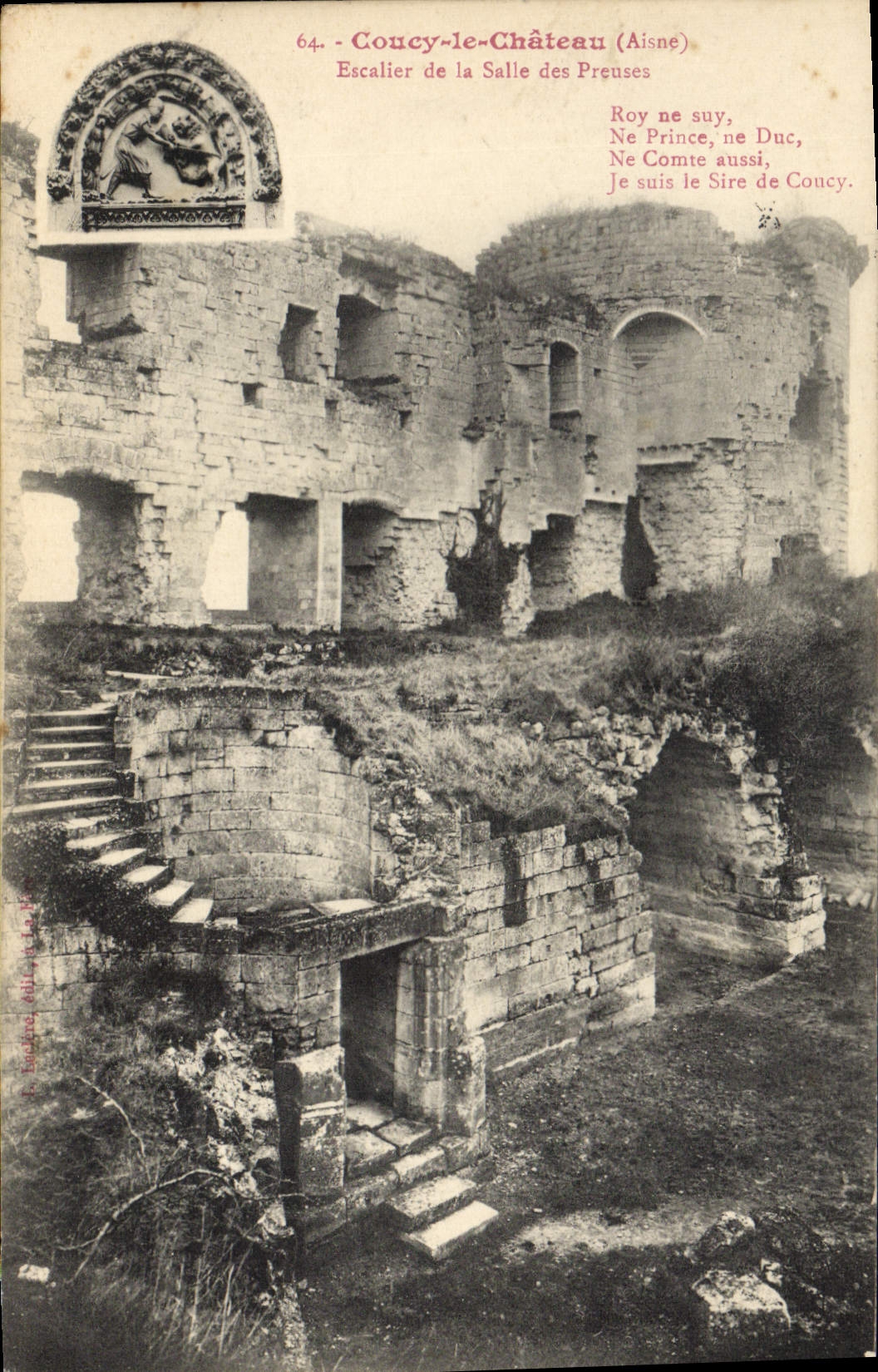 Coucy-le-Château (Aisne) — Escalier de la Salle des Preuses — Éditeur : L. Baudry, Château de Coucy