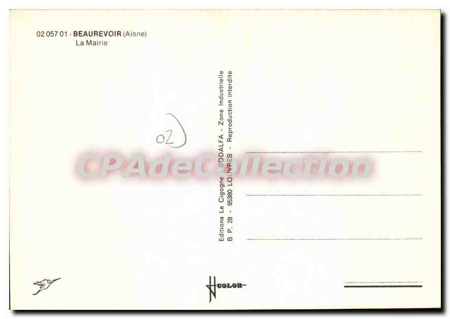 Beaurevoir (Aisne) — Das Rathaus — Éditions La Cigogne — Rückseite