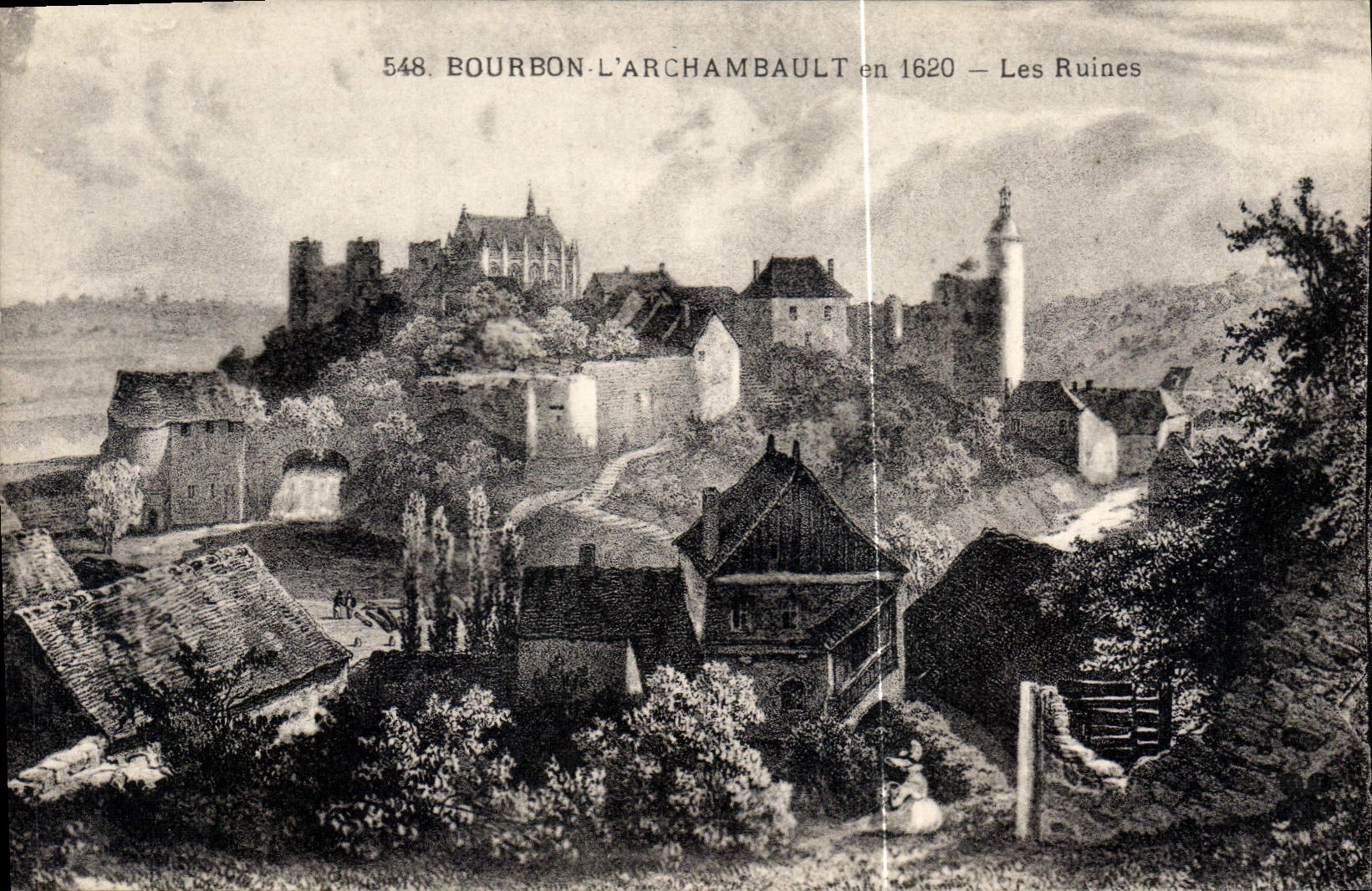 Bourbon-l'Archambault — Les Ruines en 1620 — Éditeur non identifié, n° 548