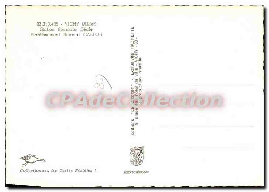 Établissement thermal CALLLOU — Vichy (Allier) — Éditions HACHETTE — Verso