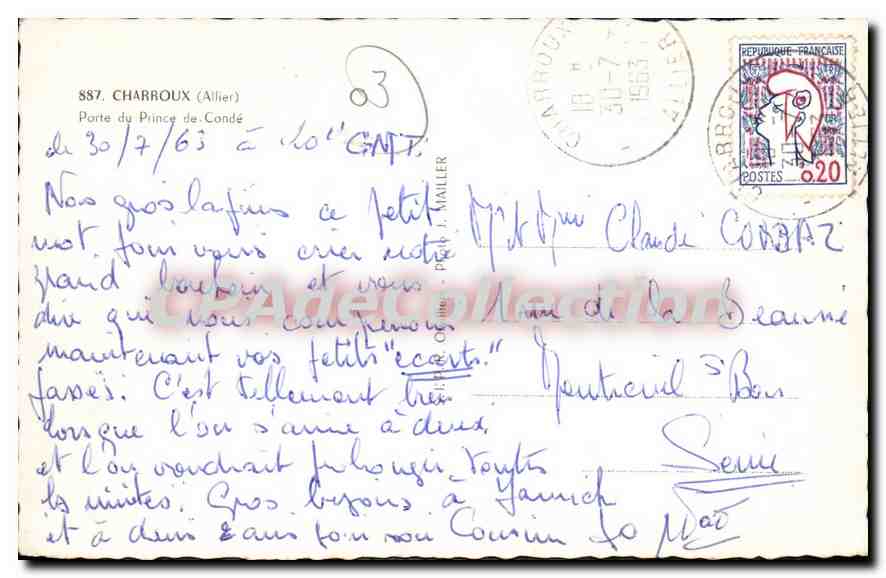 CPA Charroux Allier Porte du Prince de Conde  — Verso