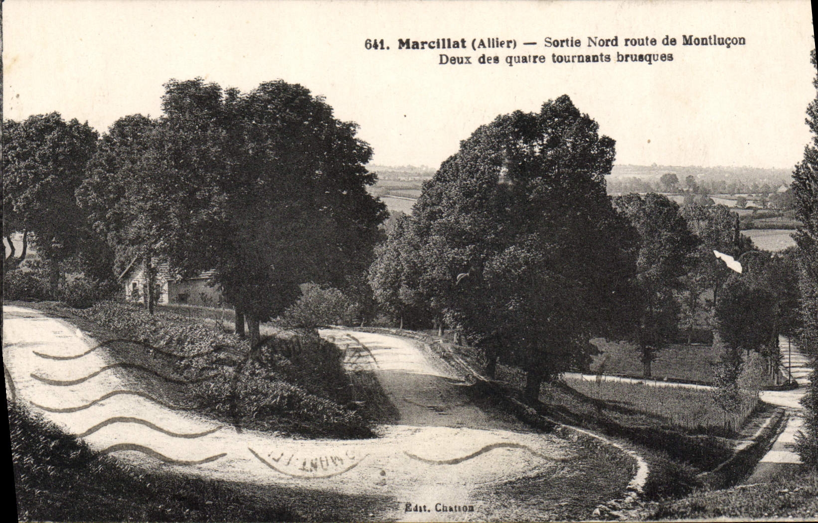 Marcillat (Allier) — Sortie Nord route de Montluçon — Deux des quatre tournants brusques — Edit. Chatton