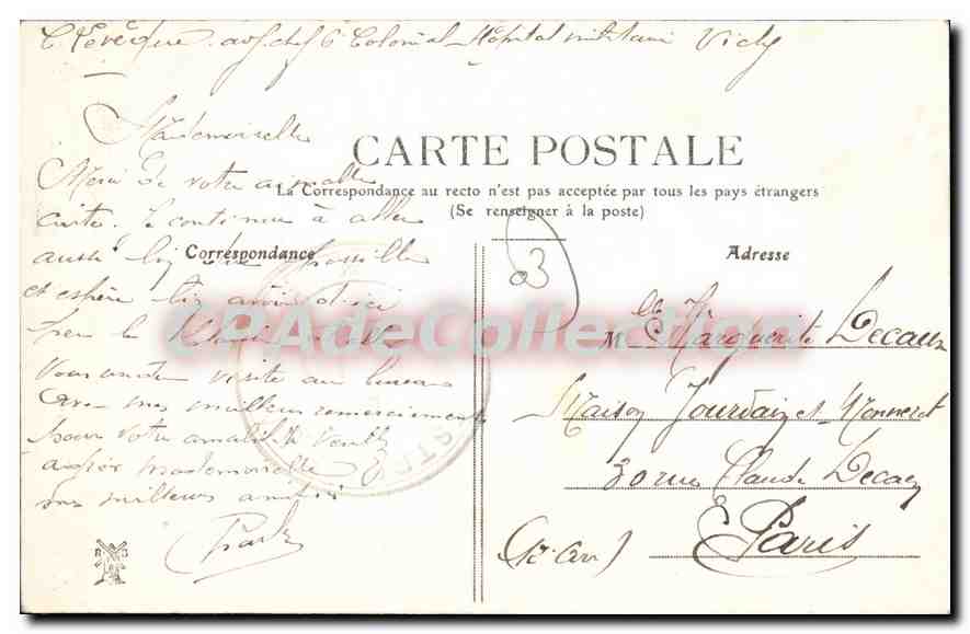 Agonges — Château de Laugères Saint-Marc — CPAdeCollection — Achterkant
