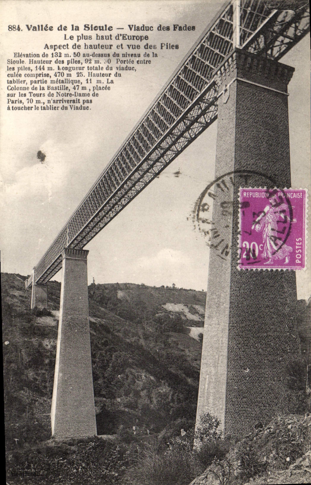 Tal der Sioule — Viaduc des Fades — Ansicht des Viaduks und seiner Pfeiler