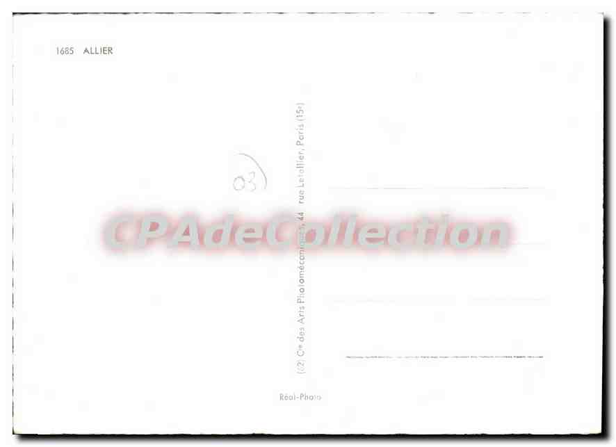 Allier — carte postale panoramique avec carte départementale — Cie des Arts Pliaomécaniques, Paris — Rückseite