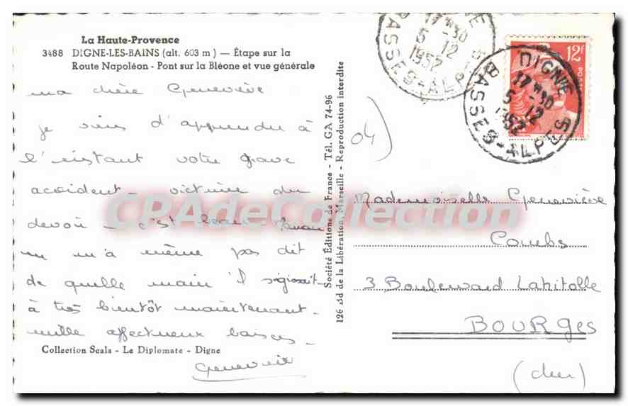 CPA La Haute Provence Digne les Bains Etape sur la Route Napoleon Pont sur la Bleone et vue generale — Reverso