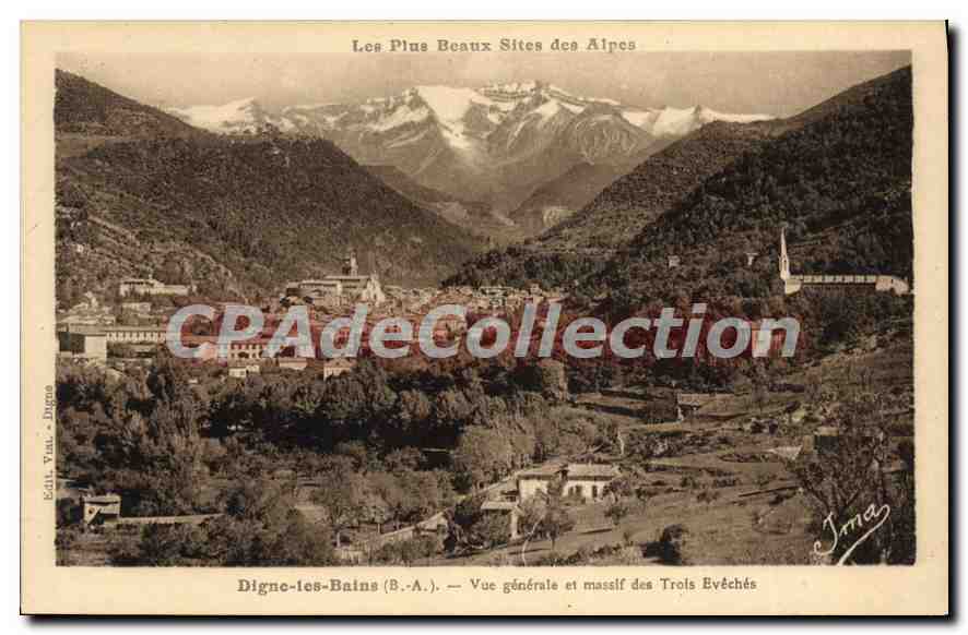 Digne-les-Bains (B.-A.) — Vue générale et massif des Trois Evéchés — Éditeur: Vial - Digas