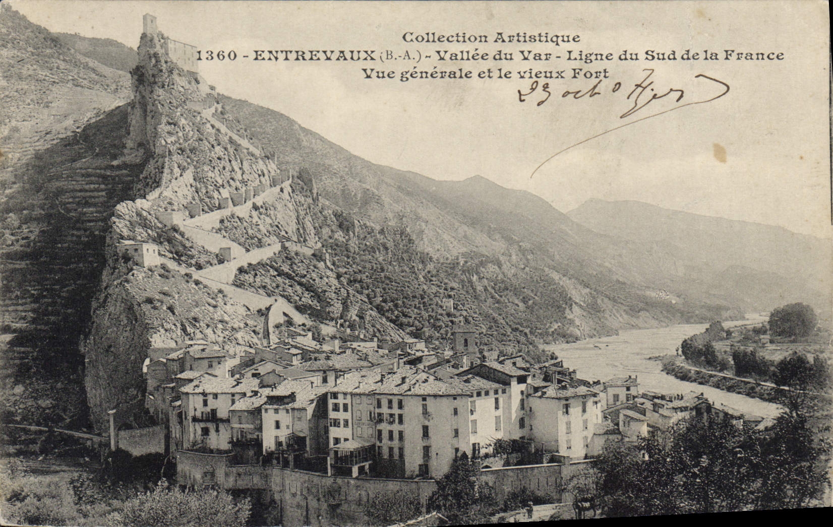 CPA Collection Artistique Entrevaux B A Vallee du Var Ligne du Sud de la France Vue generale et le v