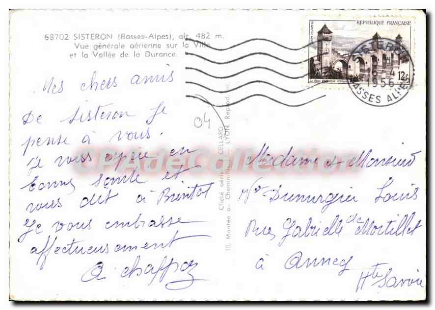 Sisteron (Basses-Alpes) — Vue générale aérienne sur la ville et la vallée de la Durance — éditeur non visible — Reverso