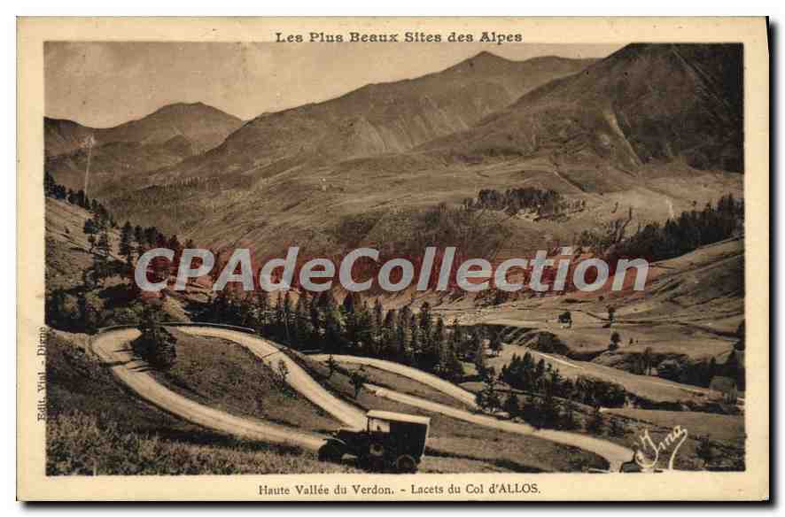 Haute Vallée du Verdon — Lacets du Col d'ALLOS — Les Plus Beaux Sites des Alpes — Éditeur: Ed. Wick - Digne
