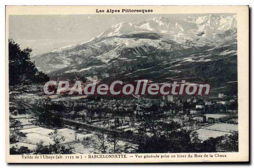 CPA Les Alpes Pittoresque Vallee de l'Ubaye Barcelonnette Vue generale prise en hiver du Bois de la