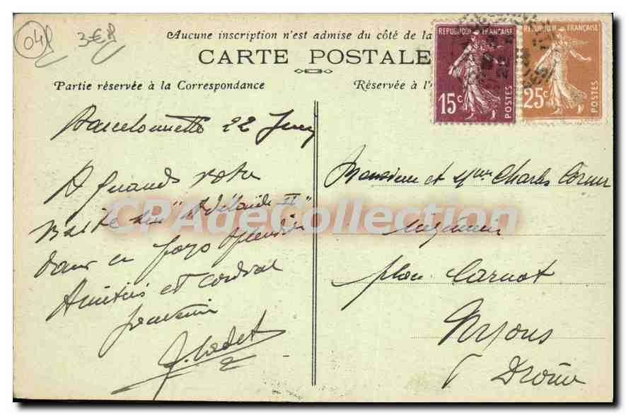 CPA Les Alpes Pittoresque Vallee de l'Ubaye Barcelonnette Vue generale prise en hiver du Bois de la — Rückseite