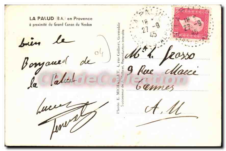 La Palud (974 m.) — ses Monuments historiques — Photo E. Michallet, 4, rue Colbert, Grenoble — Rückseite