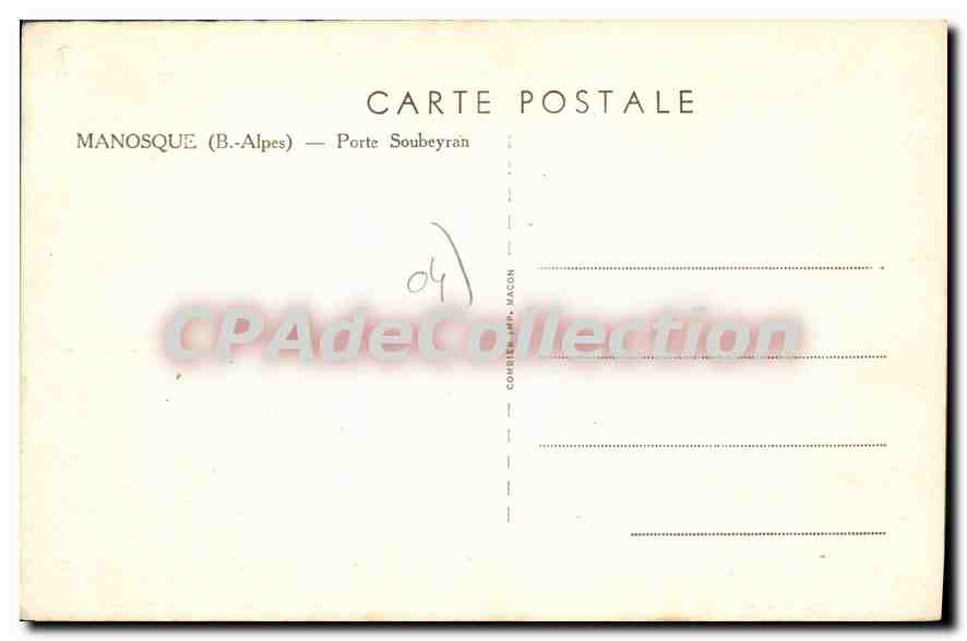 CPA Manosque B Alpes Porte Soubeyran  — Rückseite