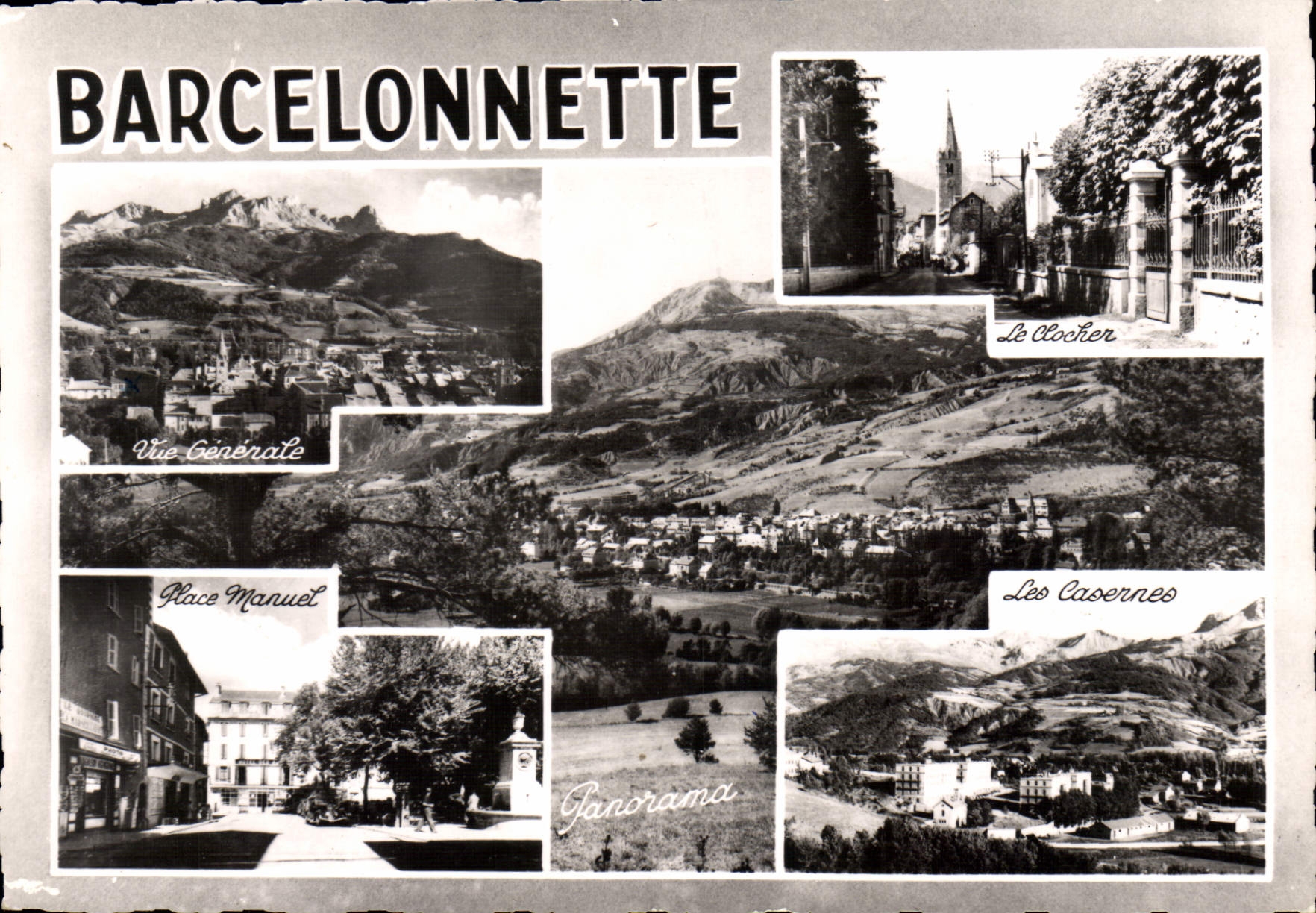 Barcelonnette — Vue Générale, Place Manuel, Le Clocher, Les Casernes — Société d'Éditions de l'Alpe, 6532