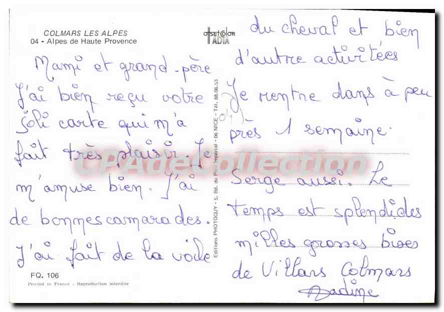 Colmars les Alpes — Les Alpes de Haute Provence — Éditions Photodouy — Rückseite