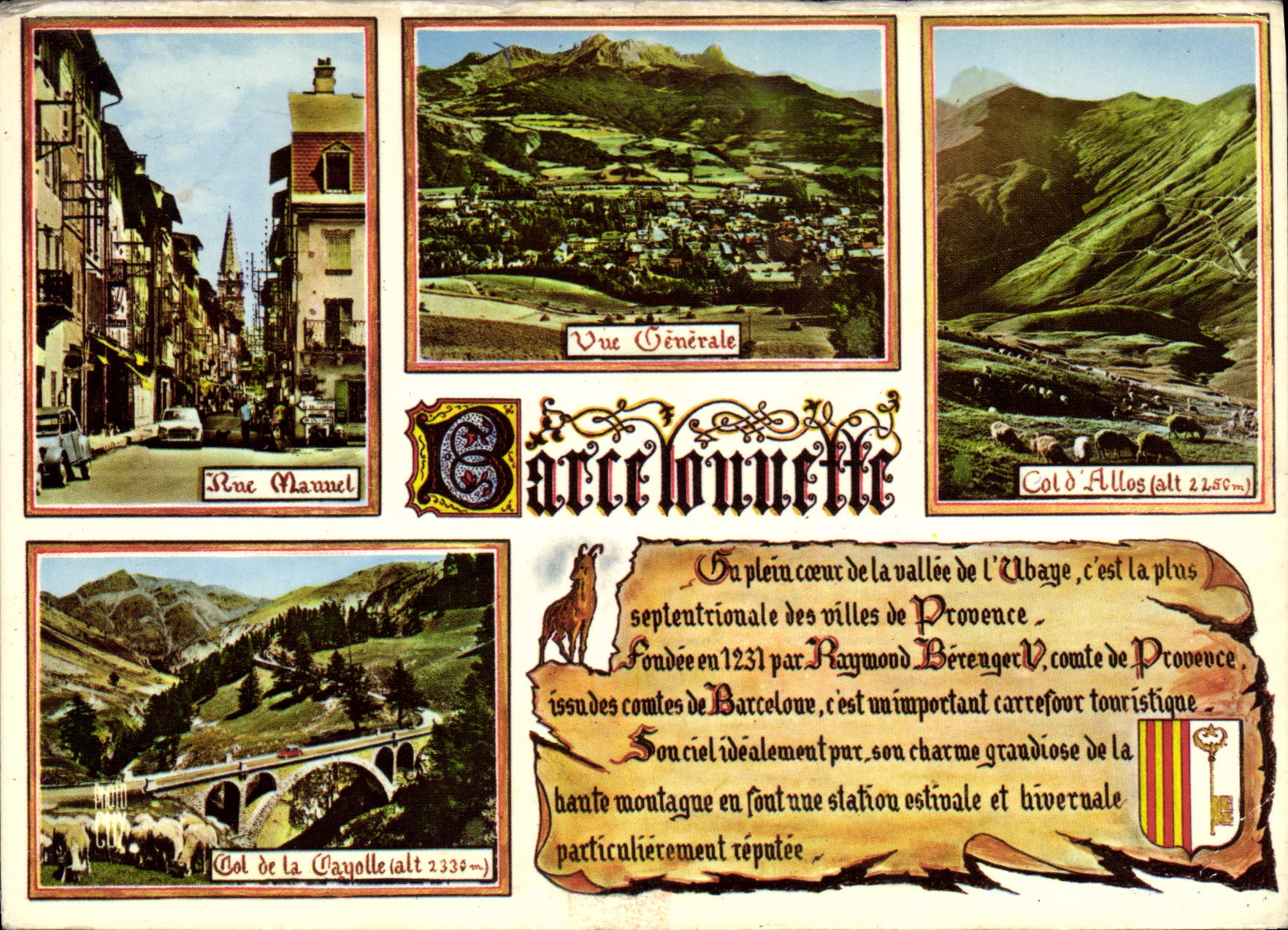 Barcelonnette — Vue Générale, Rue Manuel, Col d'Allos, Col de la Cayolle — Éditions Photogior
