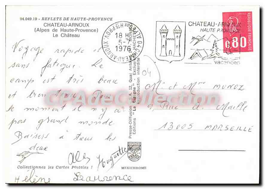 Château d'Arnaux — Alpes de Haute-Provence — Éditeur IRIS — Verso