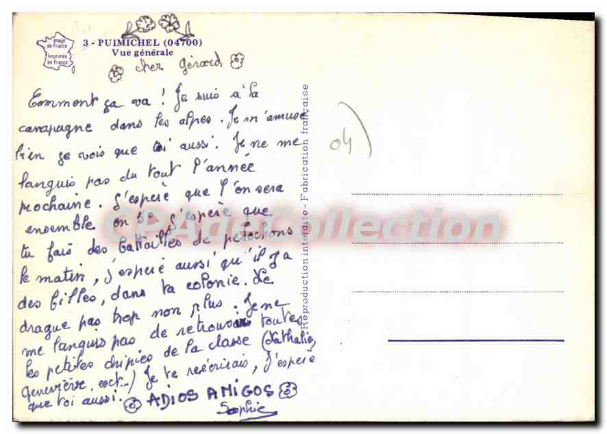 Vue générale de Puimichel (04700) — éditeur 'Fabrication intérieure' — n°3 — Rückseite