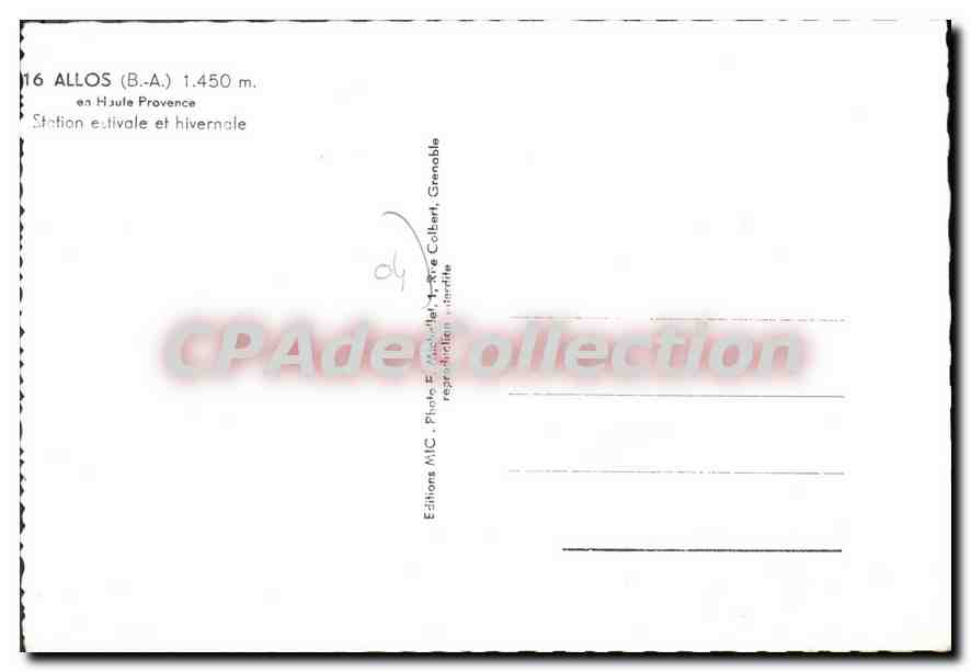 CPA Allos B A en Haute Provence Station estivale et hivemale  — Rückseite