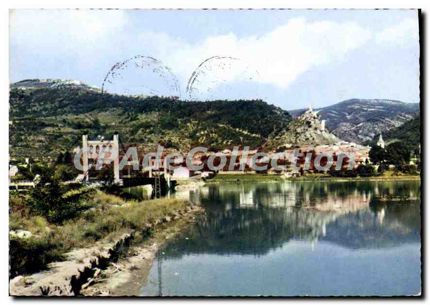 CPA Haute Provence Volonne B Alp vue pittoresque sur Volonne et son pont suspendu qui enjambe la Dur