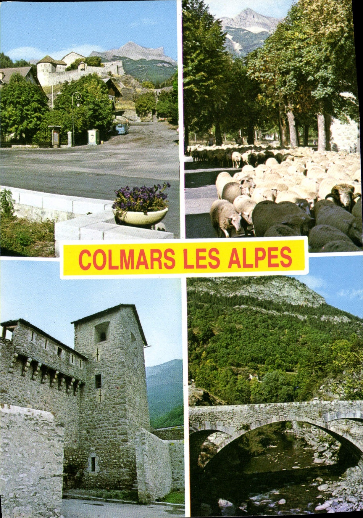 Colmars les Alpes — vue panoramique avec village, moutons, tour et pont — Éditions SE.P.T. n°241/84