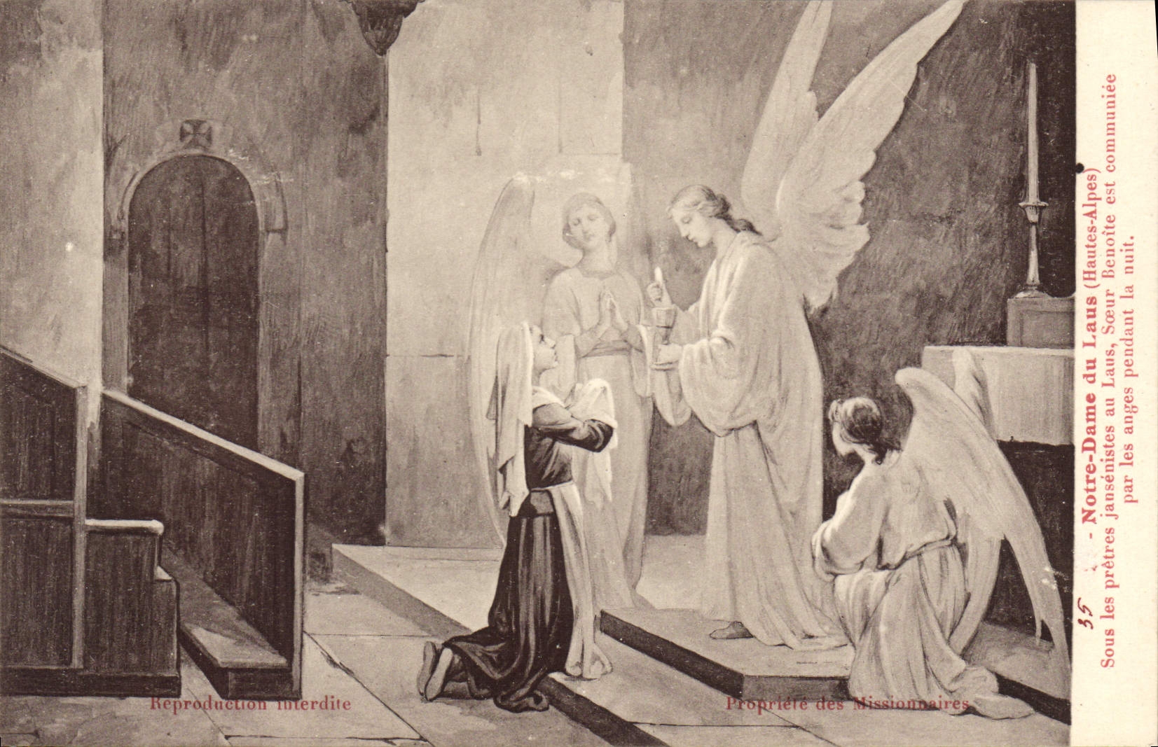 Notre-Dame du Laus (Hautes-Alpes) — Schwester Benoîte empfängt die Kommunion von Engeln während der Nacht — Eigentum der Missionare