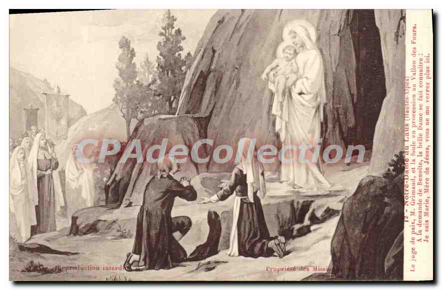 Antike Ansichtskarte Notre Dame du Laus Hautes Alpes der Friedensrichter M Grimaud und die Menge in Prozession am Vallon de