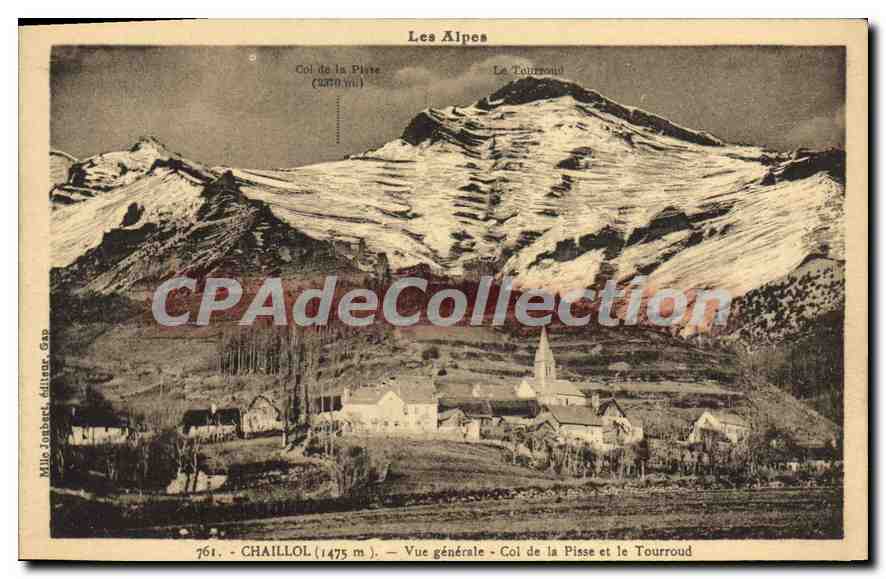 Chailloz (1475 m) — Vue générale — Col de la Pisse et le Tourroud — Mille Joubert, éditeur, Gap, n° 761