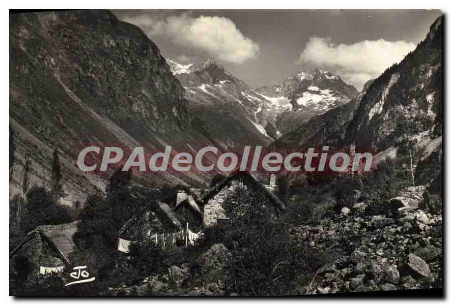 Les Alpes, Vallée du Valgaudemar — Le Bourg (1.165 m.), les Aupillous (3.506 m.) et le Pic Jocelme (3.437 m.) — Jo, éditeur