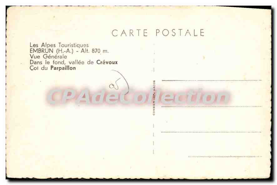 Embrun (H.-A.) — Vue Générale — Les Alpes Touristiques — Rückseite