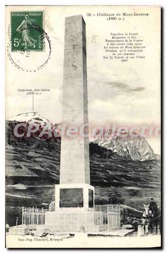Obélisque du Mont-Genève — 1860 m. — Imp. Pap. Chautard, Briançon, n°30