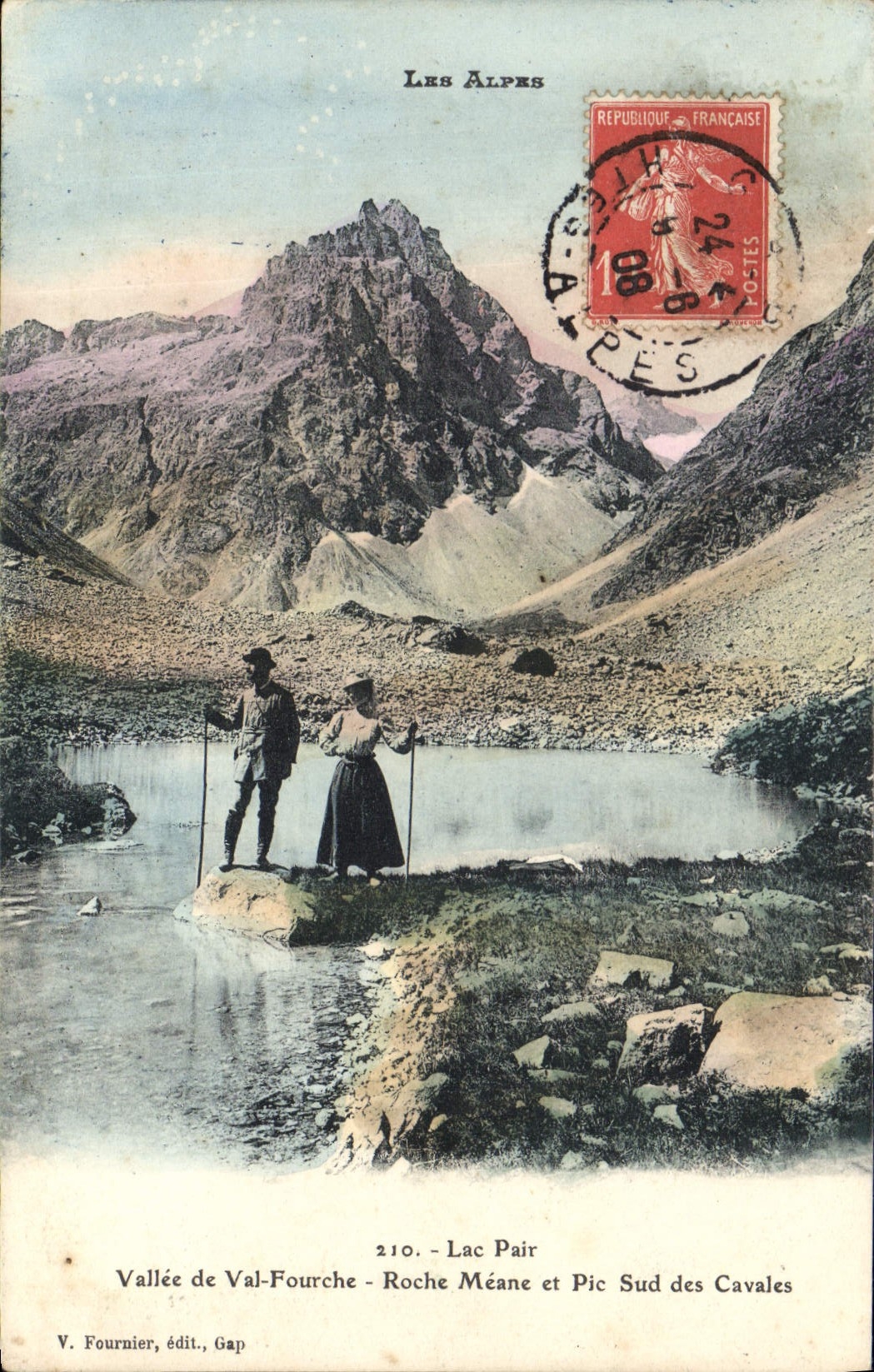 Les Alpes — Vallée de Val-Fourche, Lac Pair, Roche Méane et Pic Sud des Cavales — V. Fournier, édit., Gap, n°210