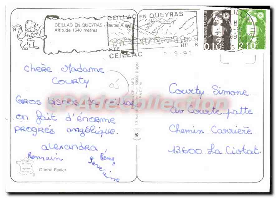 Ceillac en Queyras — Hautes-Alpes — éditeur P.A.D.E.M. n°9 — Verso
